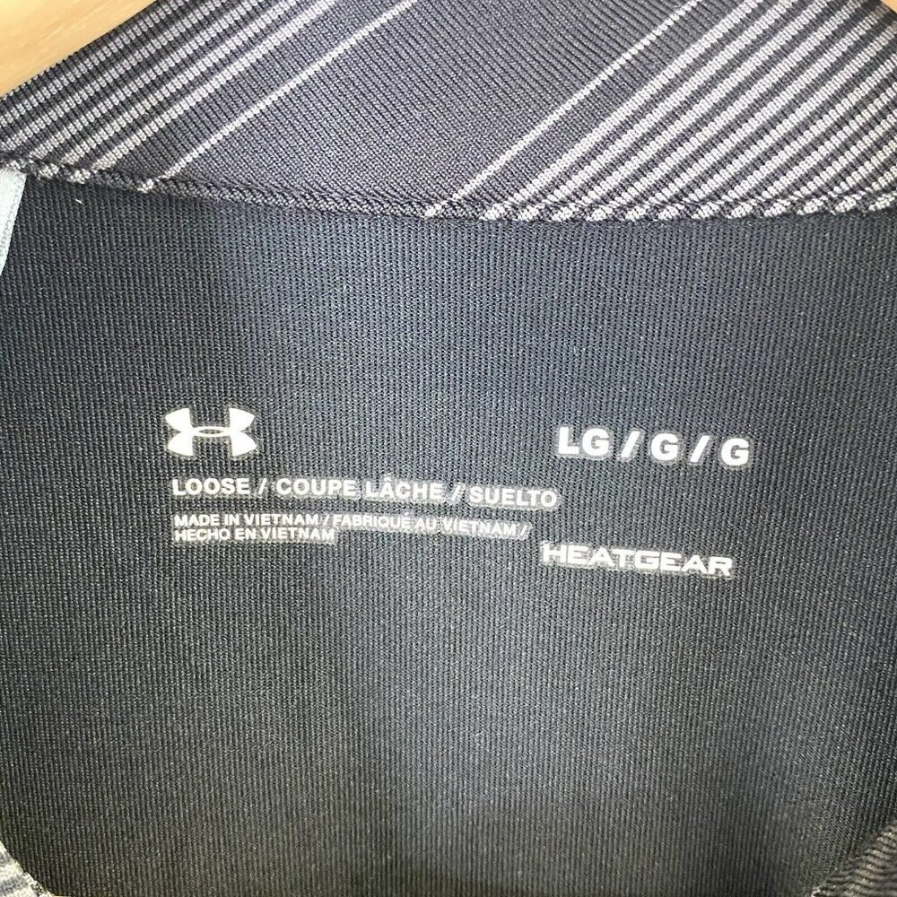 Under Armour Golf Polo Shirt Mens Size Large Heat Gear Loose Black Dot - Picture 2 of 3